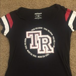 ❁ Black Red and White True Religion T-shirt ❁